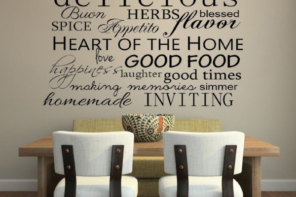 Обои с надписями и буквами в интерьере