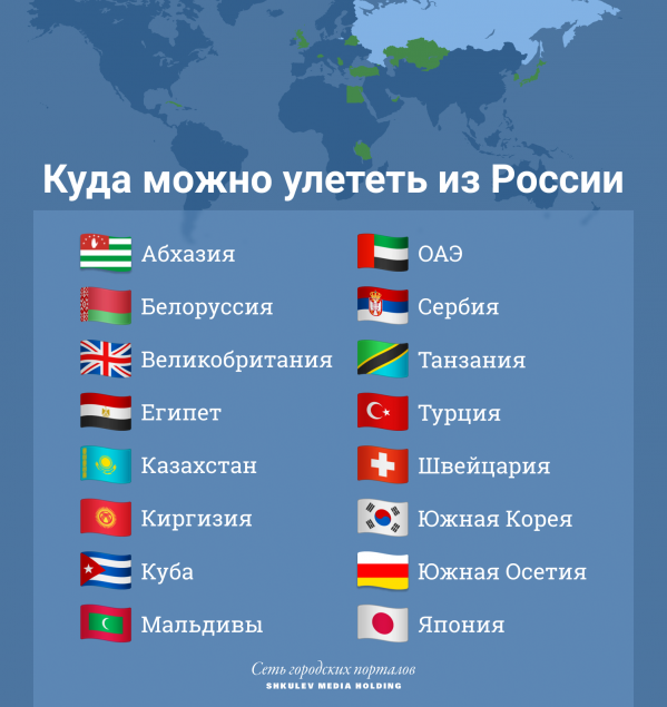 Россия возобновит авиасообщение еще с тремя странами